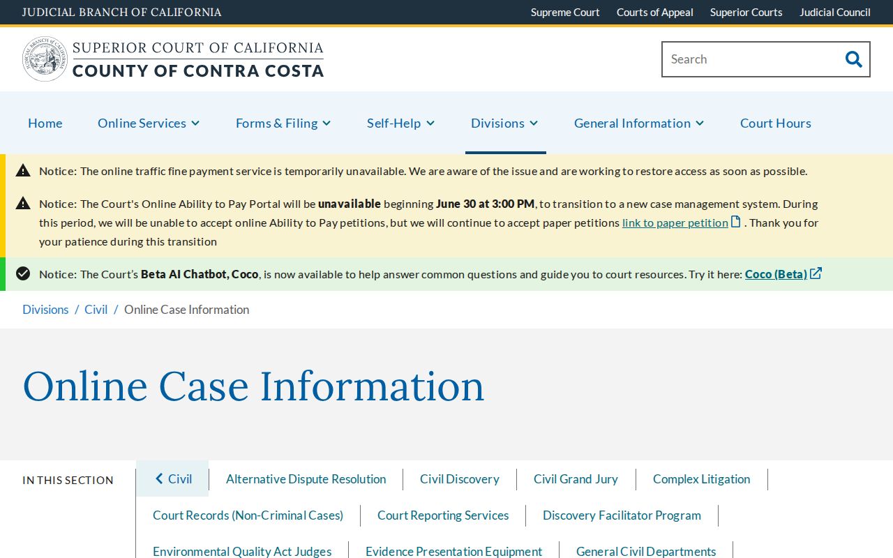 Pittsburg people search through Contra Costa civil court records