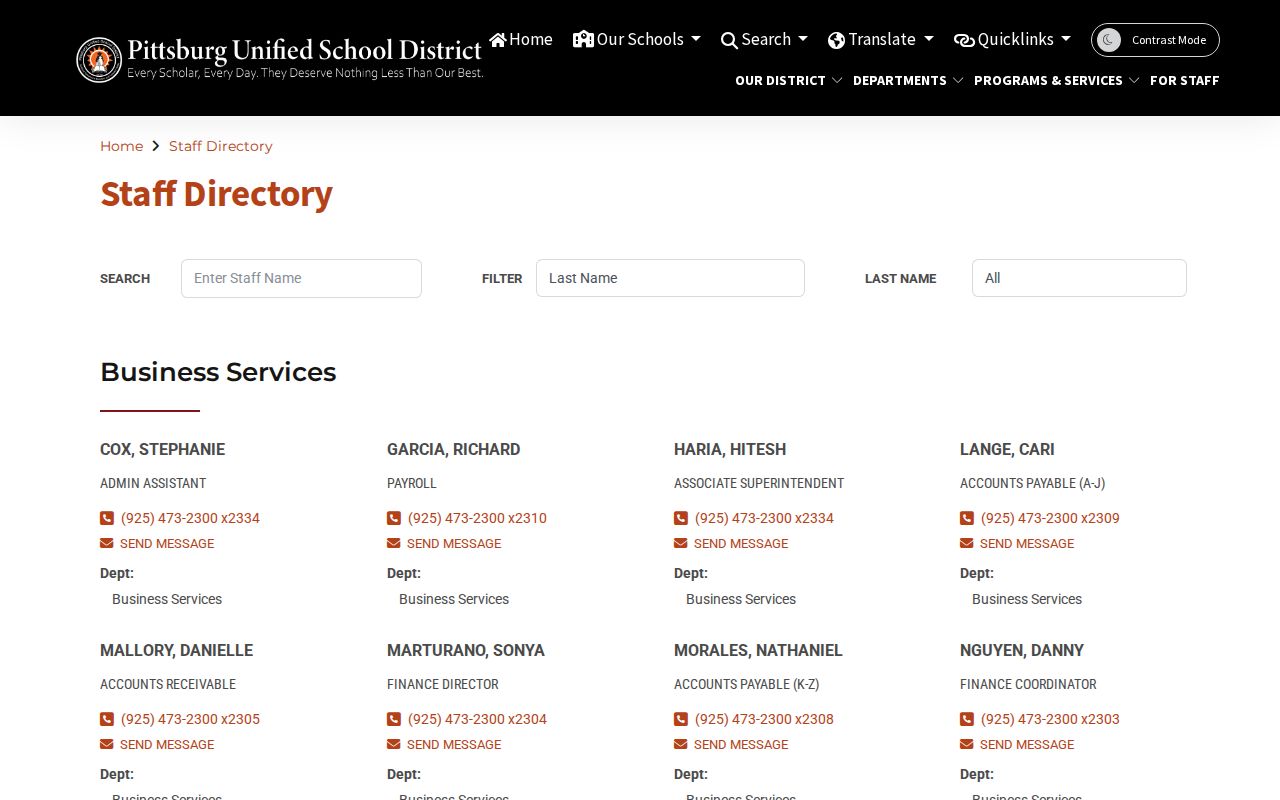 Pittsburg people search through the Pittsburg Unified directory