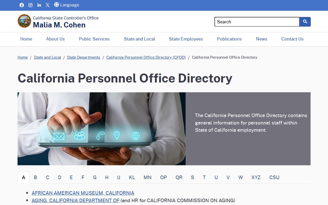 Pittsburg people directories view of the California Personnel Office Directory